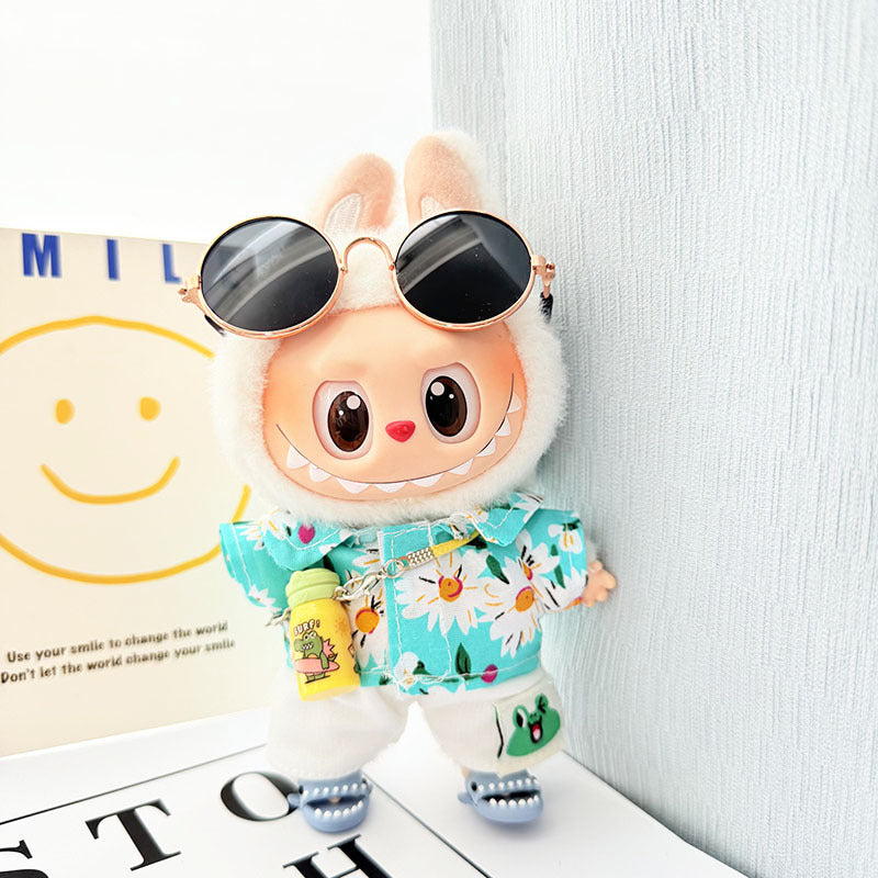 Only clothes/Labubu clothes pendant Labubu sitting party clothes beach glasses set