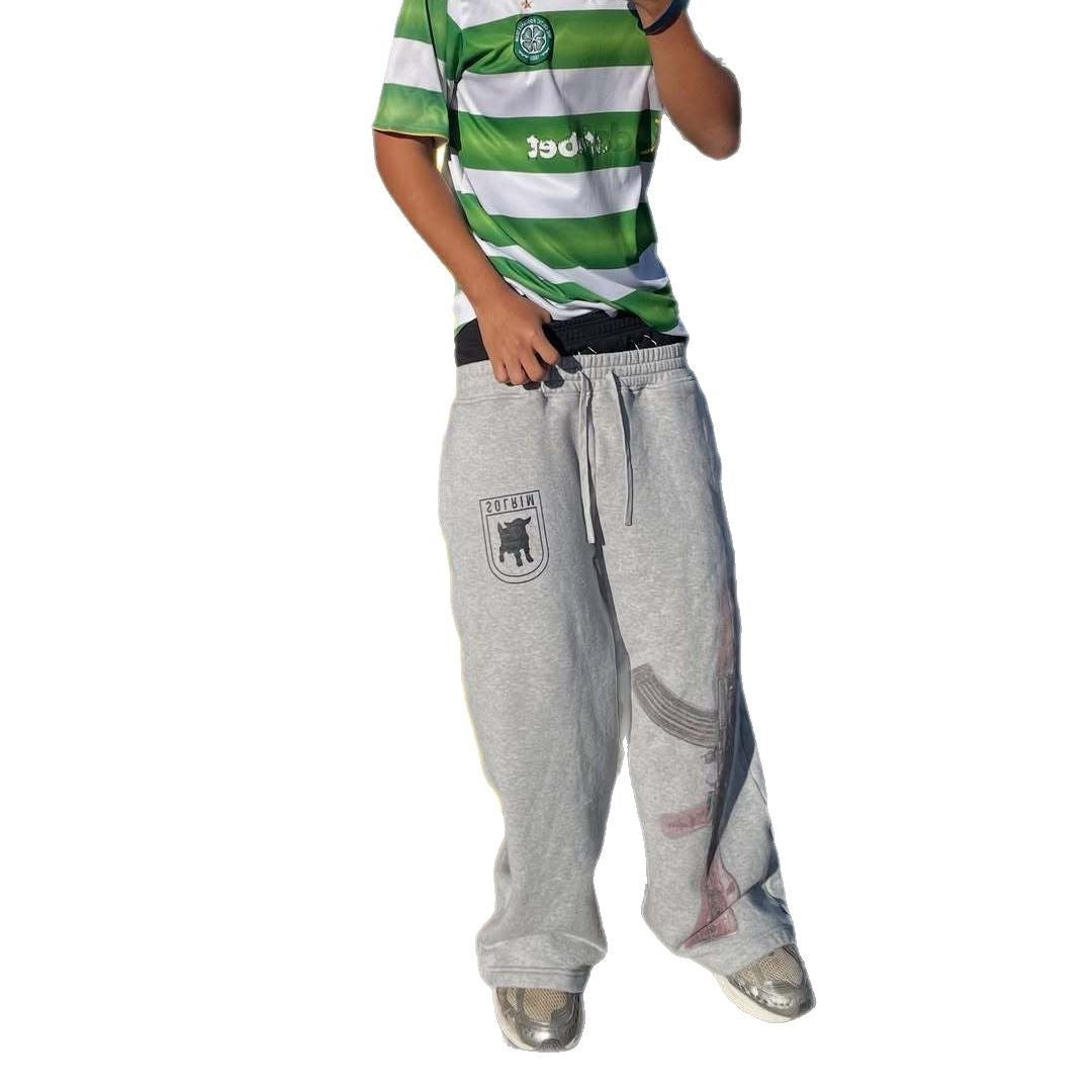 Street Trend Wholesale Dual Waist Color Block Fashion Unisex Casual Sweatpants with Embroidery for Daily Wear