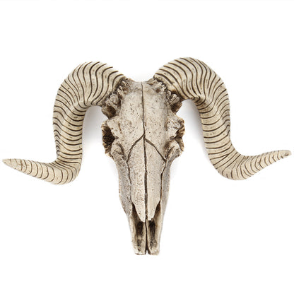 Horned Skull Wall Hanging Creative Home Living Room Decor Retro Resin Craft