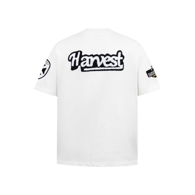 Casual Heavy-duty INS Letter Towel Embroidery Short-sleeved Unisex Pure Cotton Hip-hop Trendy T-shirt