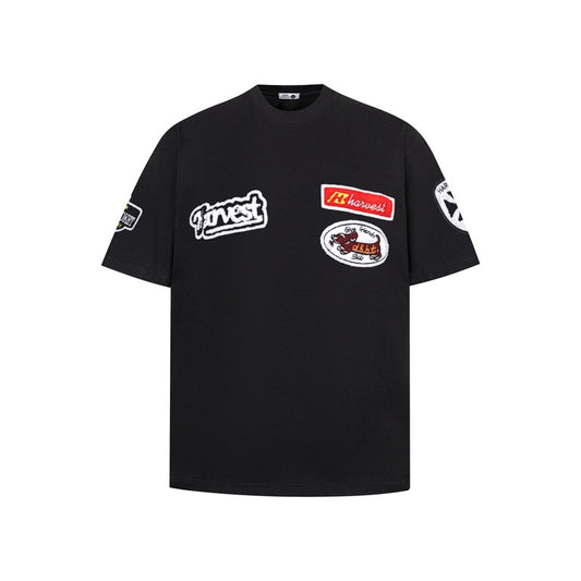 Casual Heavy-duty INS Letter Towel Embroidery Short-sleeved Unisex Pure Cotton Hip-hop Trendy T-shirt