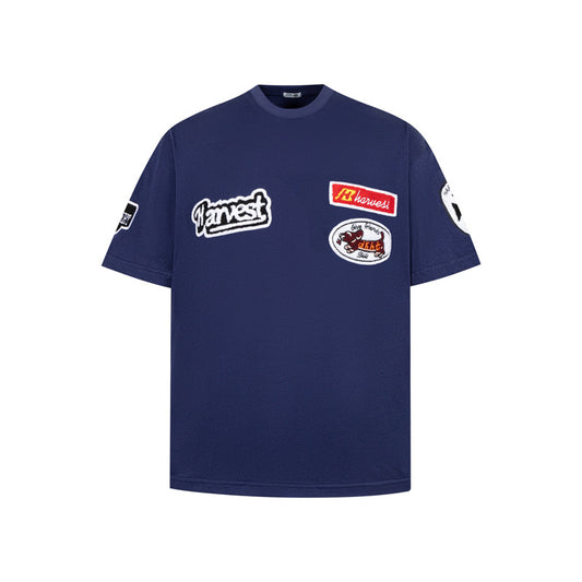 Casual Heavy-duty INS Letter Towel Embroidery Short-sleeved Unisex Pure Cotton Hip-hop Trendy T-shirt