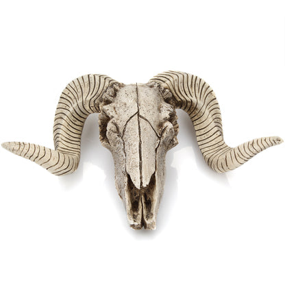 Horned Skull Wall Hanging Creative Home Living Room Decor Retro Resin Craft
