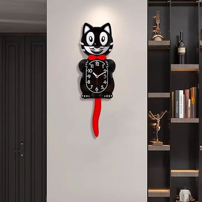 New Hot American Classic Kit Cat Clock: Swing Tail, Creative, Cute Gift, Retro Decor, Hanging Design.