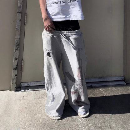 Street Trend Wholesale Dual Waist Color Block Fashion Unisex Casual Sweatpants with Embroidery for Daily Wear